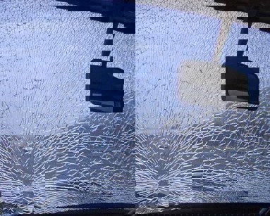 close up of cracked windscreen