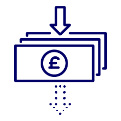 graphic of money with arrow pointing down