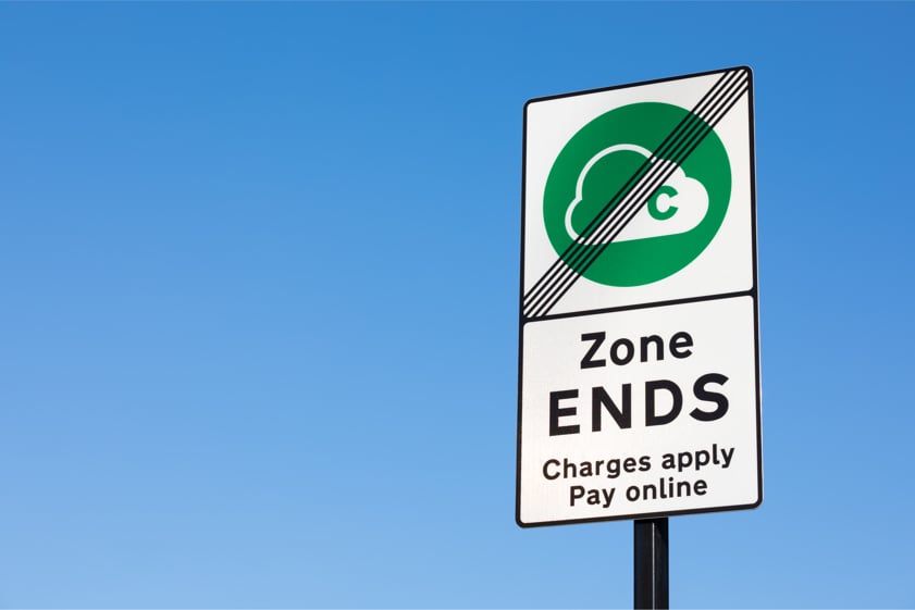 View of a road sign with Clean Air Zone