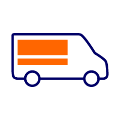 blue van carrying goods graphic