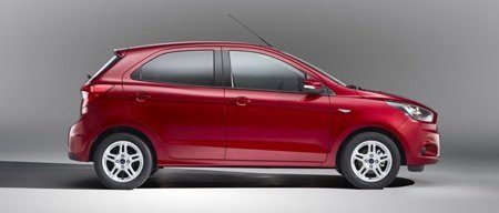 Side view of new Ford Ka+ in the studio