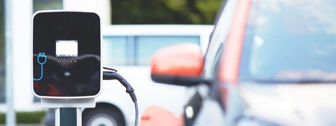 close up of electric car charger