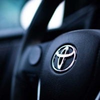 close up of toyota steering wheel