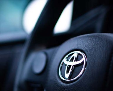 close up of toyota steering wheel