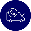 icon of van with bonnet open and call symbol