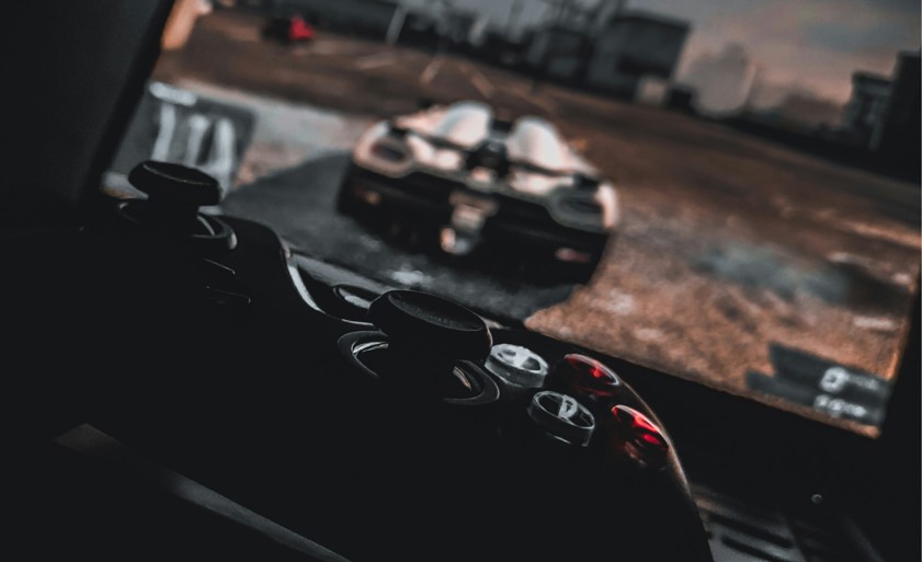 playing a car video game