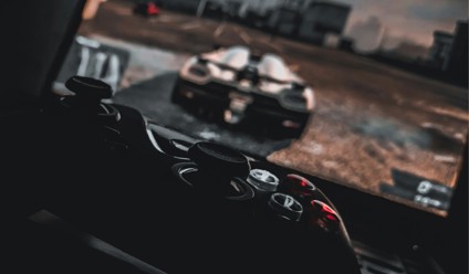 playing a car video game