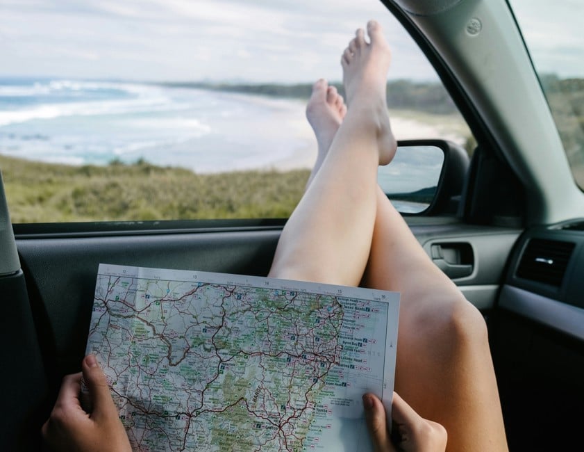 woman holding map