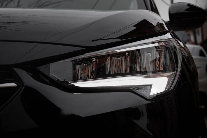 Black car modern headlights