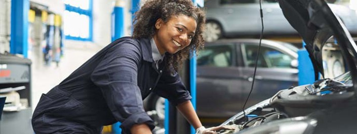 woman servicing her van