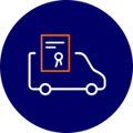 graphic of a van with an orange certificate
