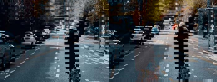 person crossing the road