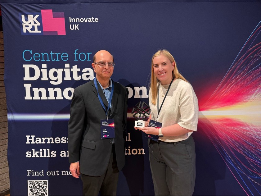 Sunil Vadera from the vUniversity of Salford, with Donna Kelly of Nationwide Vehicle Contracts.