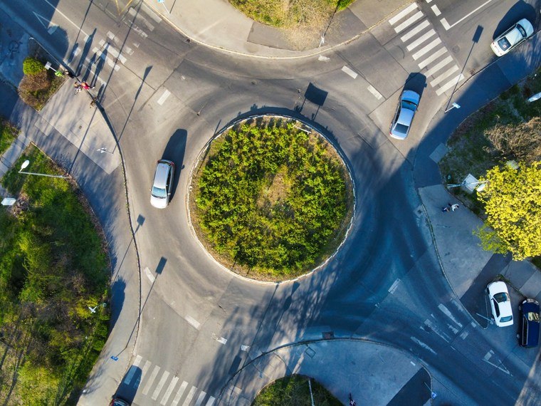 cars on roundabout