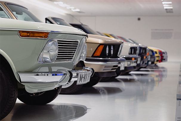 A collage of photos showing some of the best car and motor museums in the UK.