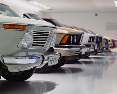 A collage of photos showing some of the best car and motor museums in the UK.